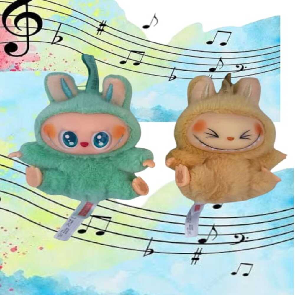 Dos Peluche Llavero Decoración Labubu Musical - Verde