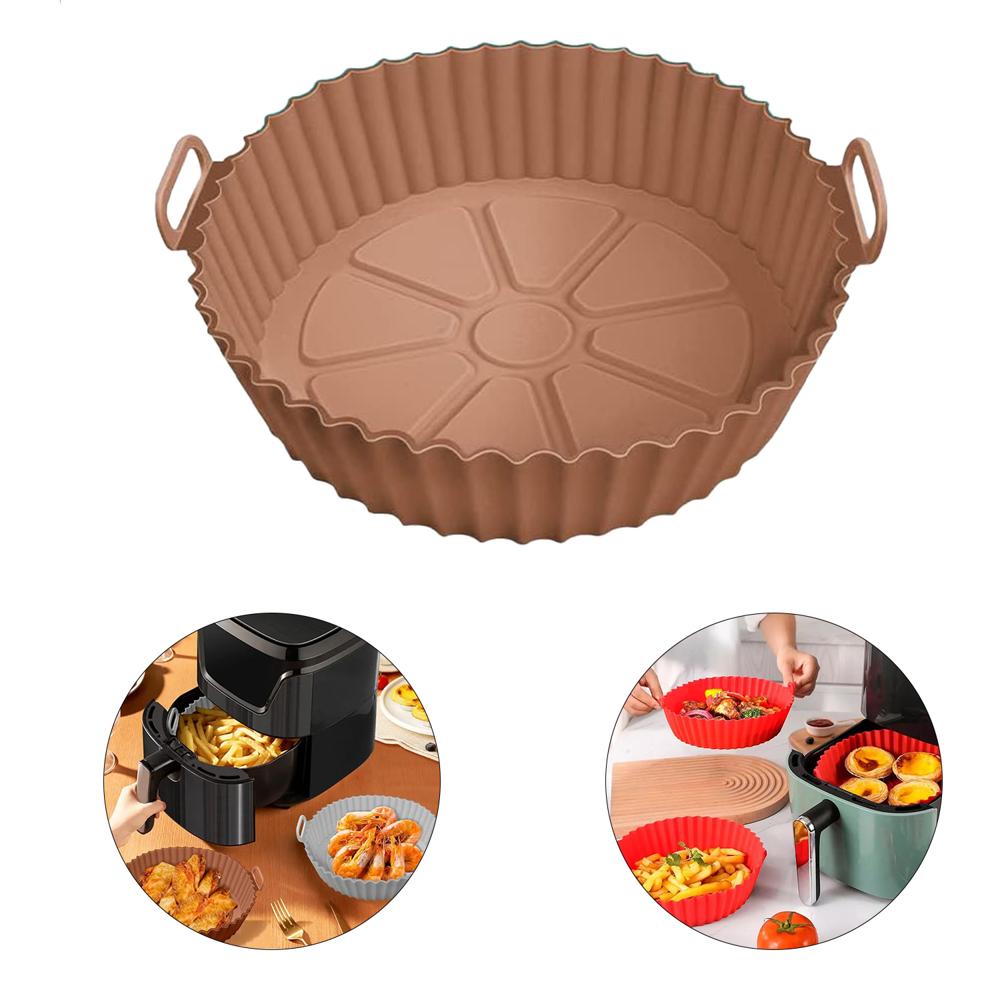 Pack 2 Bandejas de silicona para freidora de aire sin aceite - Marron