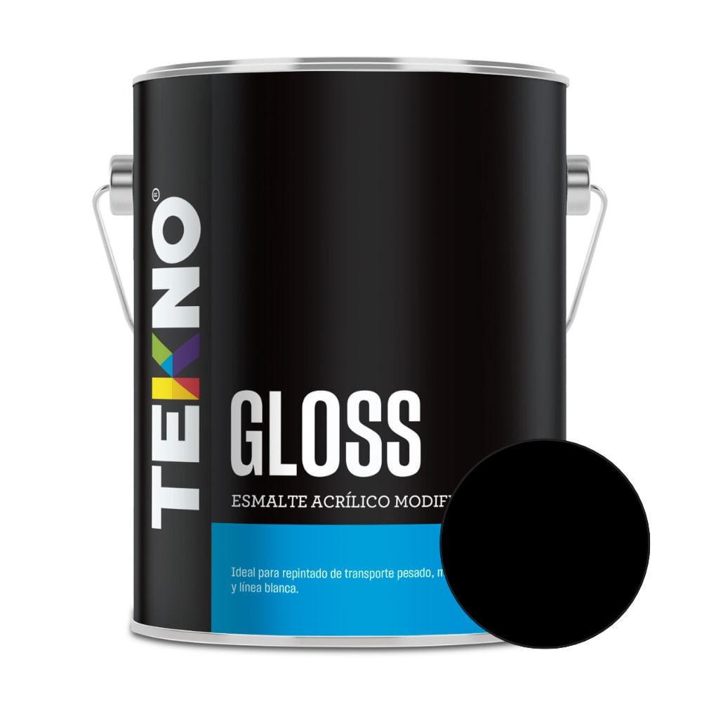 Esmalte Brillante Tekno Tecnoglos Negro de 1 galón