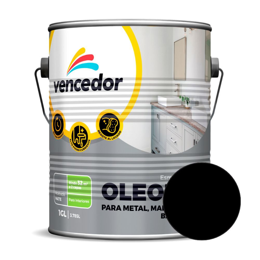 Pintura Vencedor Oleo Mate Negro 1 gal