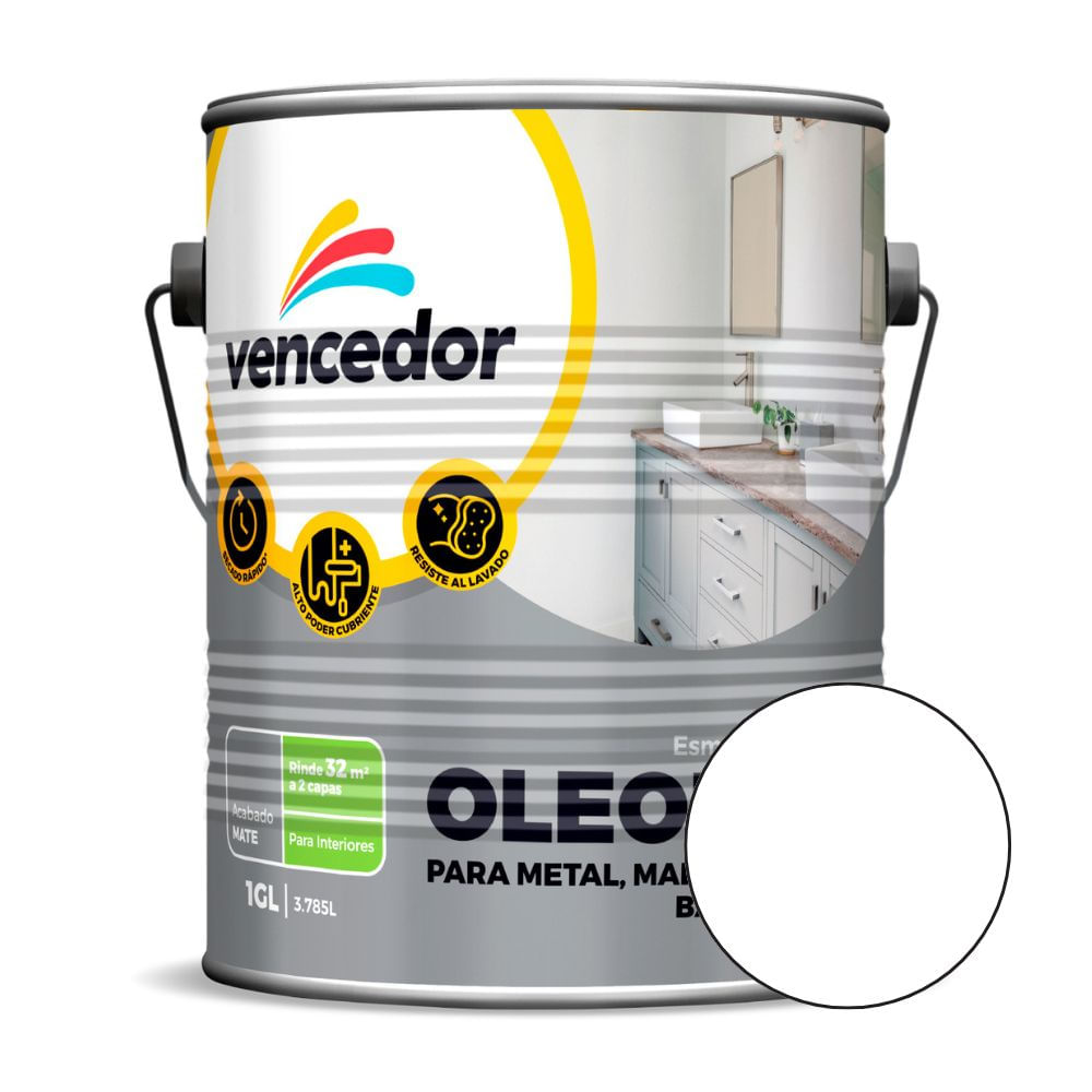 Pintura Vencedor Mate Oleo Blanco 1 gal