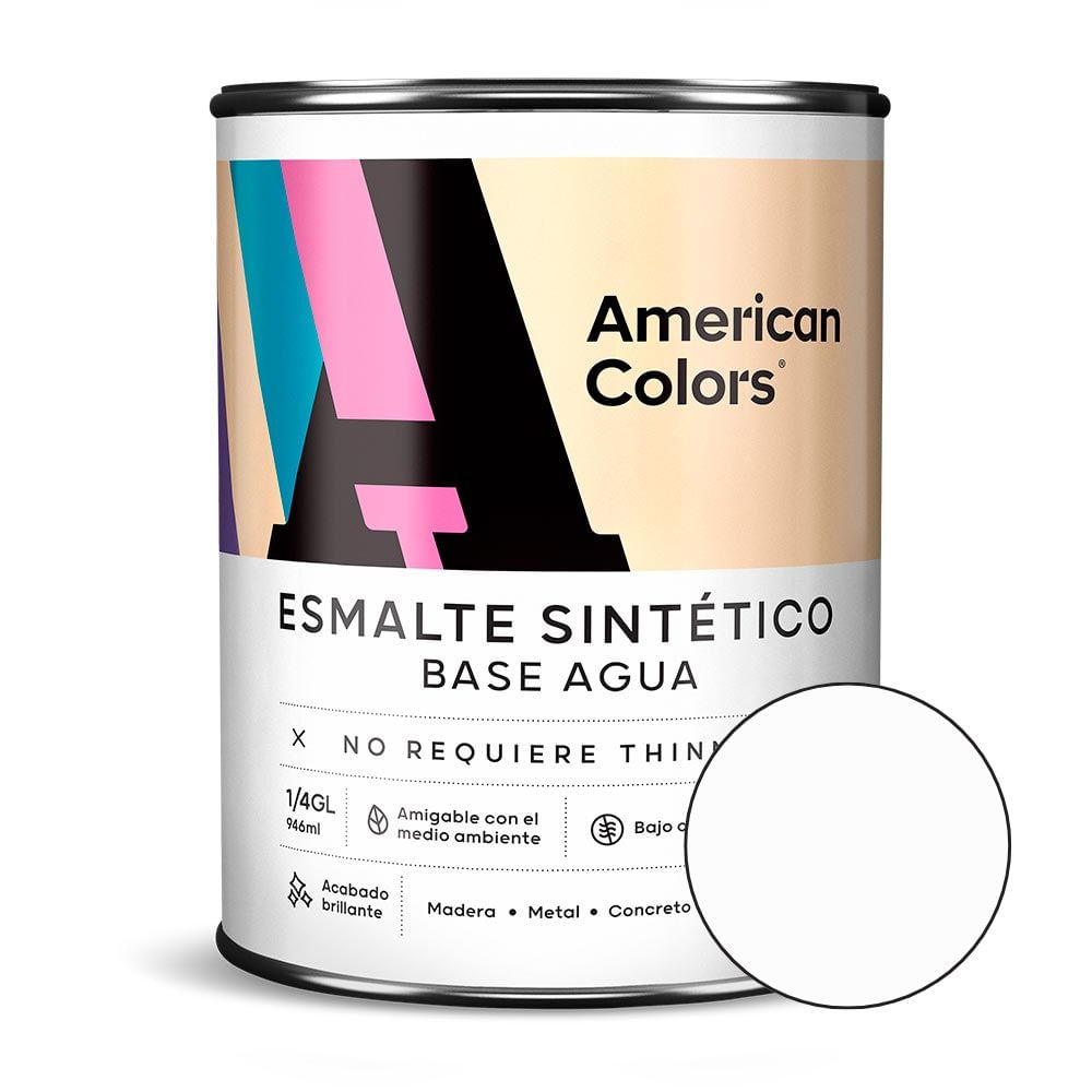 Esmalte al agua Blanco 1/4 galón American Colors
