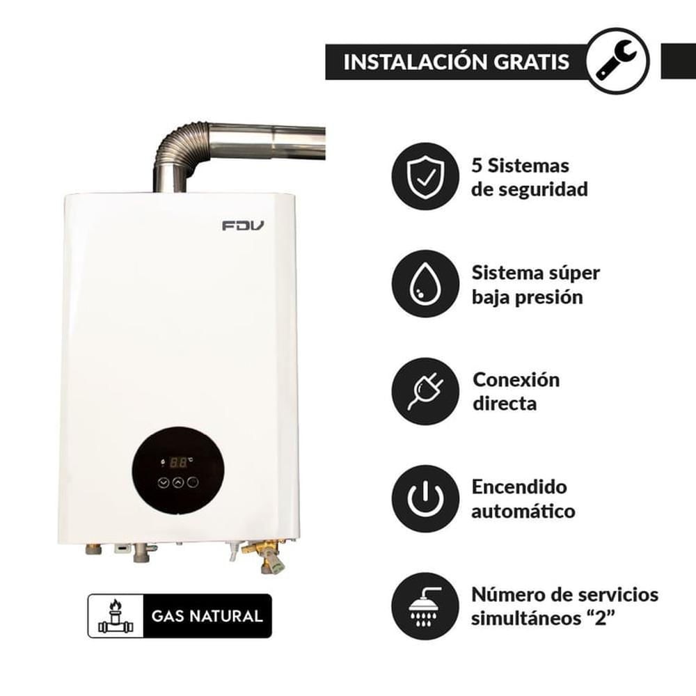 Terma de Paso Continuo a Gas Natural 10 L Tiro Forzado FDV