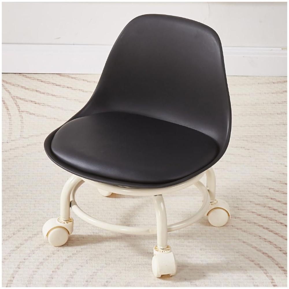 Silla taburete espaldar con ruedas Negro