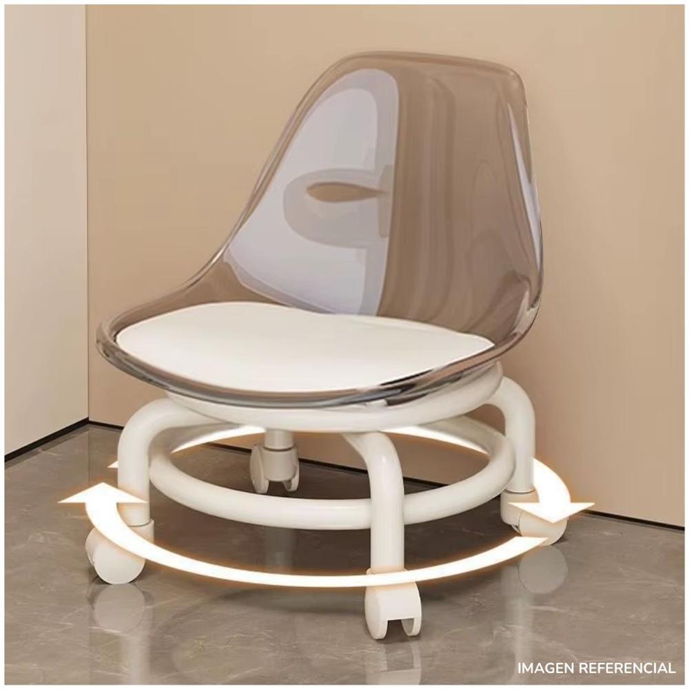 Silla taburete espaldar con ruedas Negro Transparente