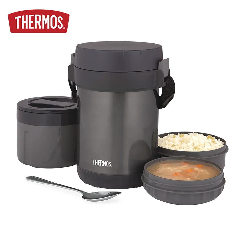Termo De Comida Thermos Tres Divisiones Vianda 1.8 L Negro