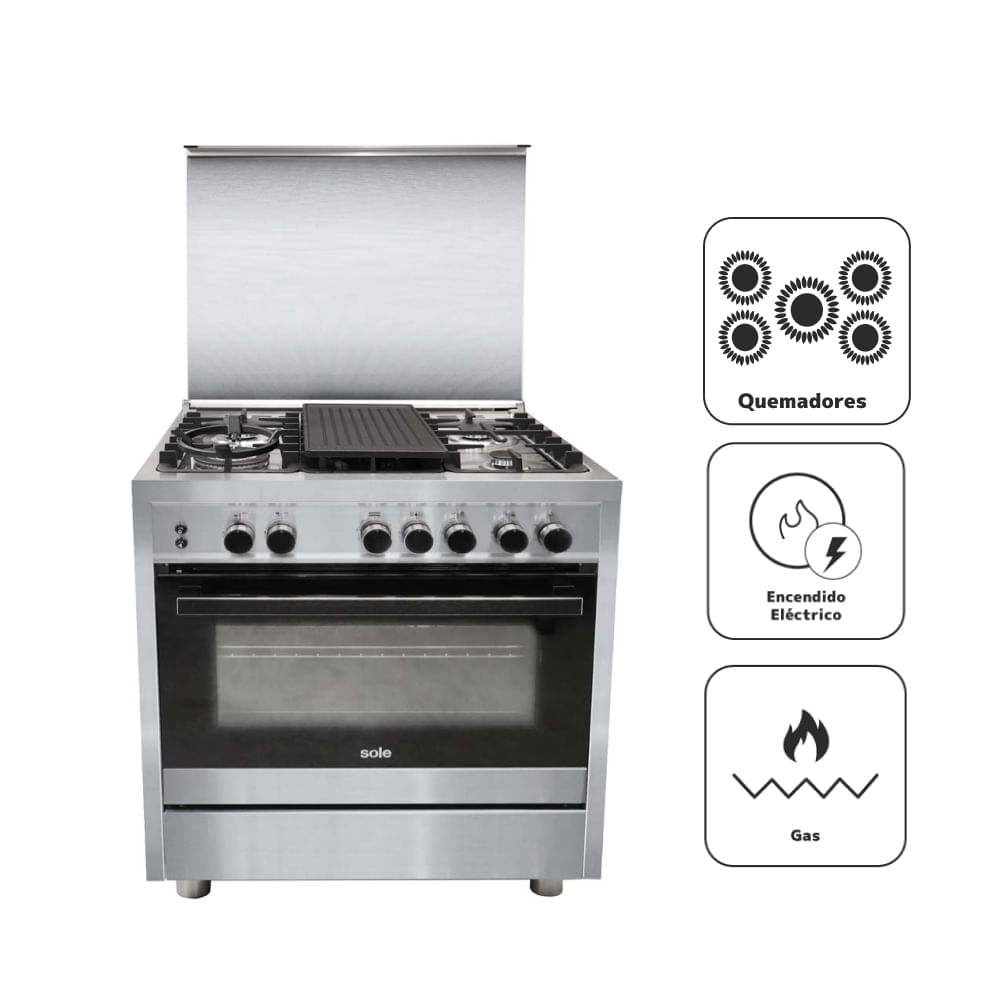 Cocina de Pie a Gas SOLE 5 Quemadores BALI GLP COSOL040 Silver