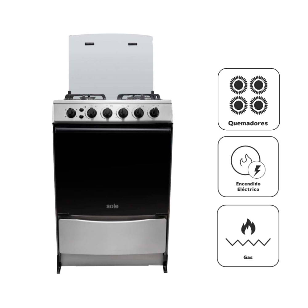 Cocina de Pie a Gas SOLE 4 Quemadores VARADERO GLP COSOL030 Silver