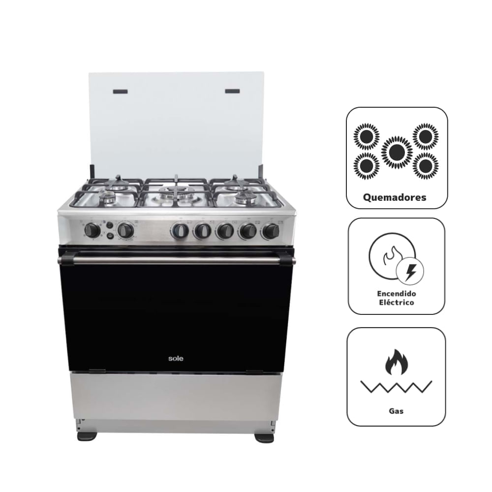 Cocina de Pie a Gas SOLE 5 Quemadores CLASSIC DUBAI COSOL026 Silver