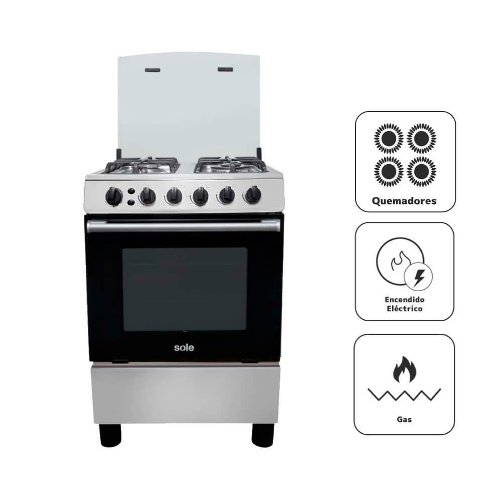 Cocina de Pie a Gas SOLE 4 Quemadores Punta Sal GLP COSOL027 Silver