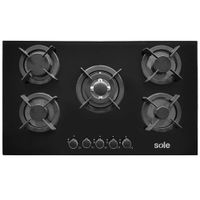 Cocina Empotrable a Gas SOLE 5 Quemadores Vidrio Templado SOLCO069 Negro