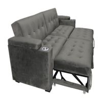 Sofa Cama Madison con Portavaso y almacenamiento King - Gris Oscuro