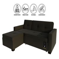 Sofá Cama Multifuncional Debar Izquierdo 3 Cuerpos - Chocolate Oscuro