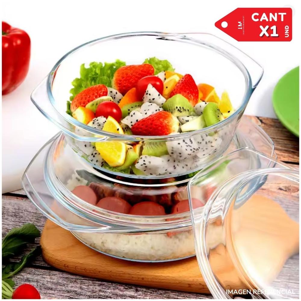 Bowl de vidrio ensaladera frutera elegante con tapa