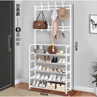 Zapatera Organizador de Calzado Estante 5 Niveles Con Perchero Blanco