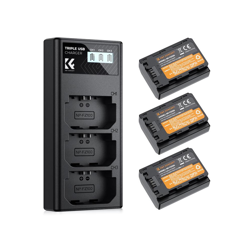 Kit de 3 baterías NP-FZ100 + cargador triple K&F Concept - KF28.0038