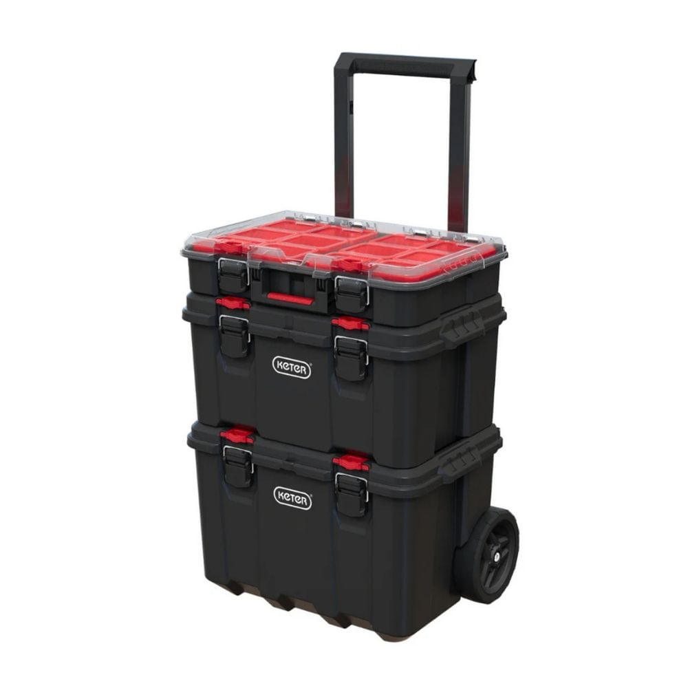 Torre Cajas de herramientas Stack&Roll 3 en 1 Negro/Rojo Keter