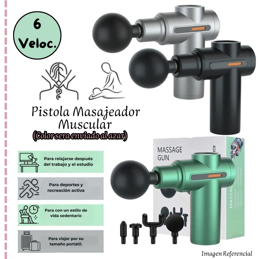 Massage Gun / Pistola Masajeadora con 6 velocidades VR