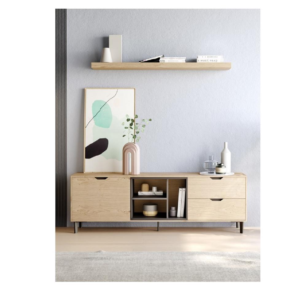 Mesa Moderna de TV Bruno 60"" color Duna 2 cajones 1 puertas TU MESITA