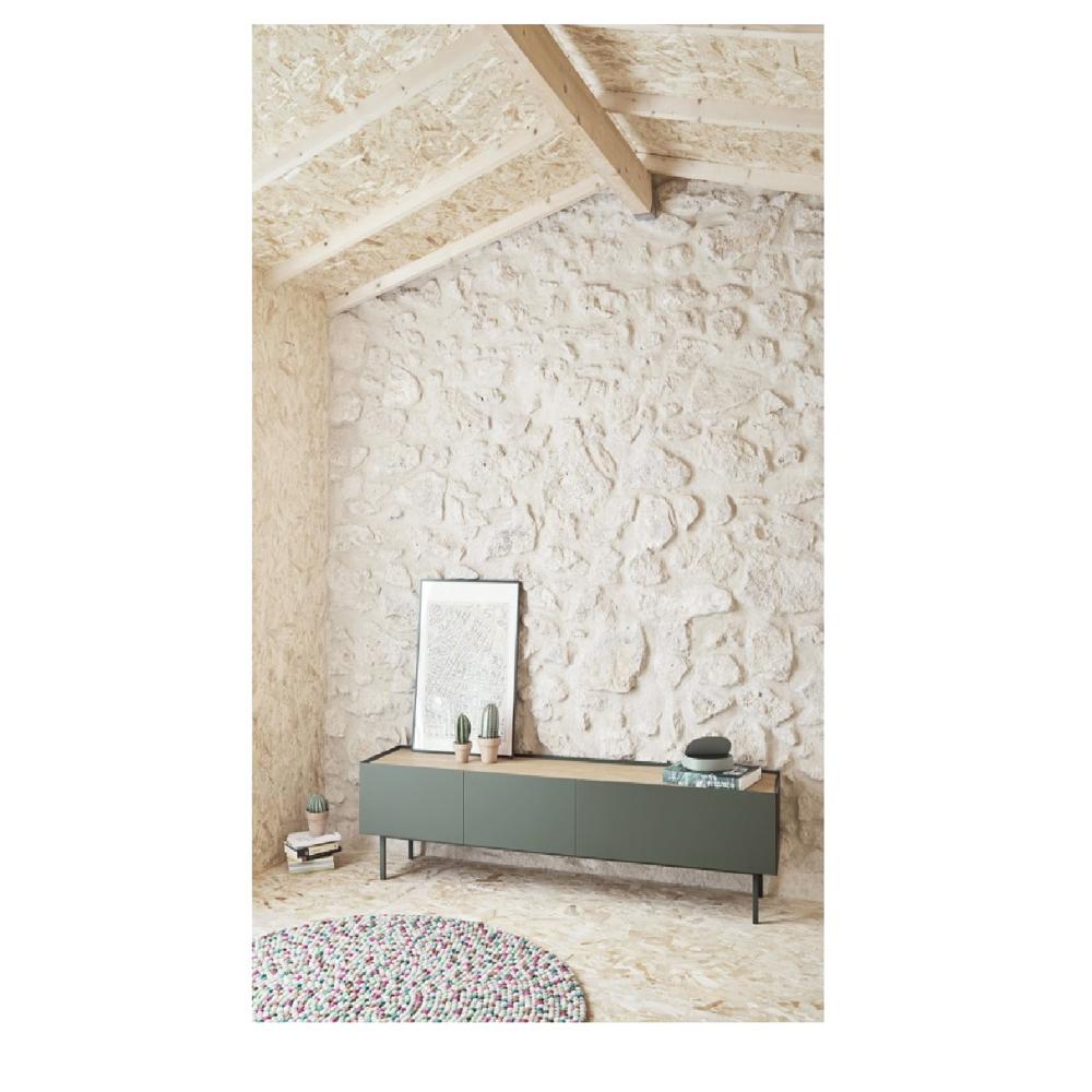 Mesa de TV Clásica Brandon 65"" color Agave/Duna 1 puerta 2 cajones TU MESITA