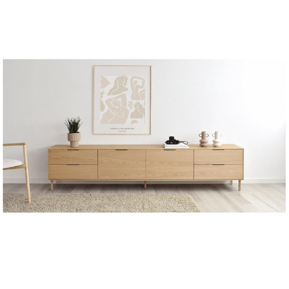 Masa de TV estilo Nórdica Bullet color Natural 4 cajones 2 puertas TU MESITA