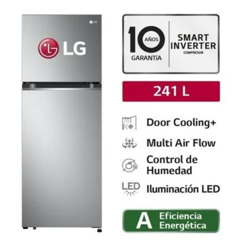 Refrigerada LG Top Freezer Door Cooling 241L GT24BPP Plateado