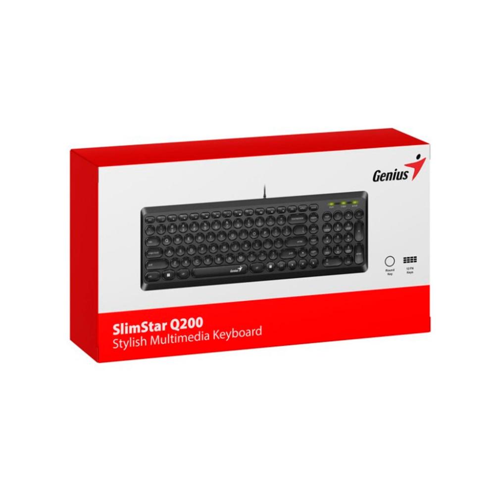 TECLADO GENIUS SLIMSTAR Q200 USB MULTIMEDIA SP, COLOR NEGRO P/N: 31310020401