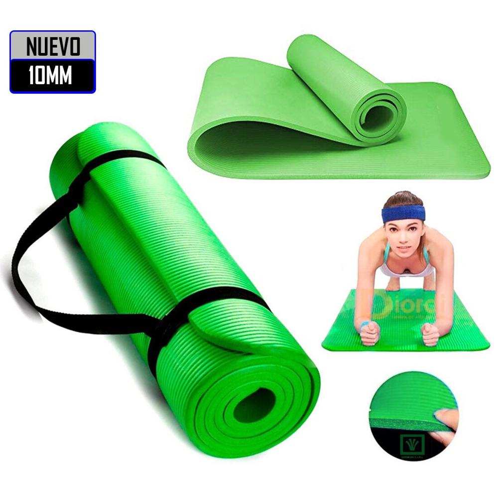 Mat de Yoga Pilates 10 mm con Elástico Portátil Verde