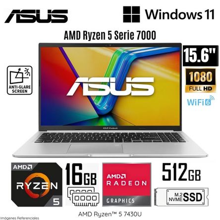 Laptop Asus Vivobook M1502YA-NJ544 AMD Ryzen 5-7430U 16GB RAM 512GB SSD 15.6