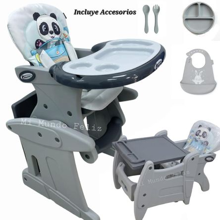 SILLA DE COMER PARA BEBE REFORZADA ACOLCHADA CON ACCESORIOS SILLAMAGICGRIS