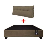 Base de Cama Luton + Cojin de Respaldo Bitola 2 Plz - Beige Oscuro