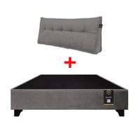 Base de Cama Luton + Cojin de Respaldo Bitola 2 Plz - Gris Oscuro