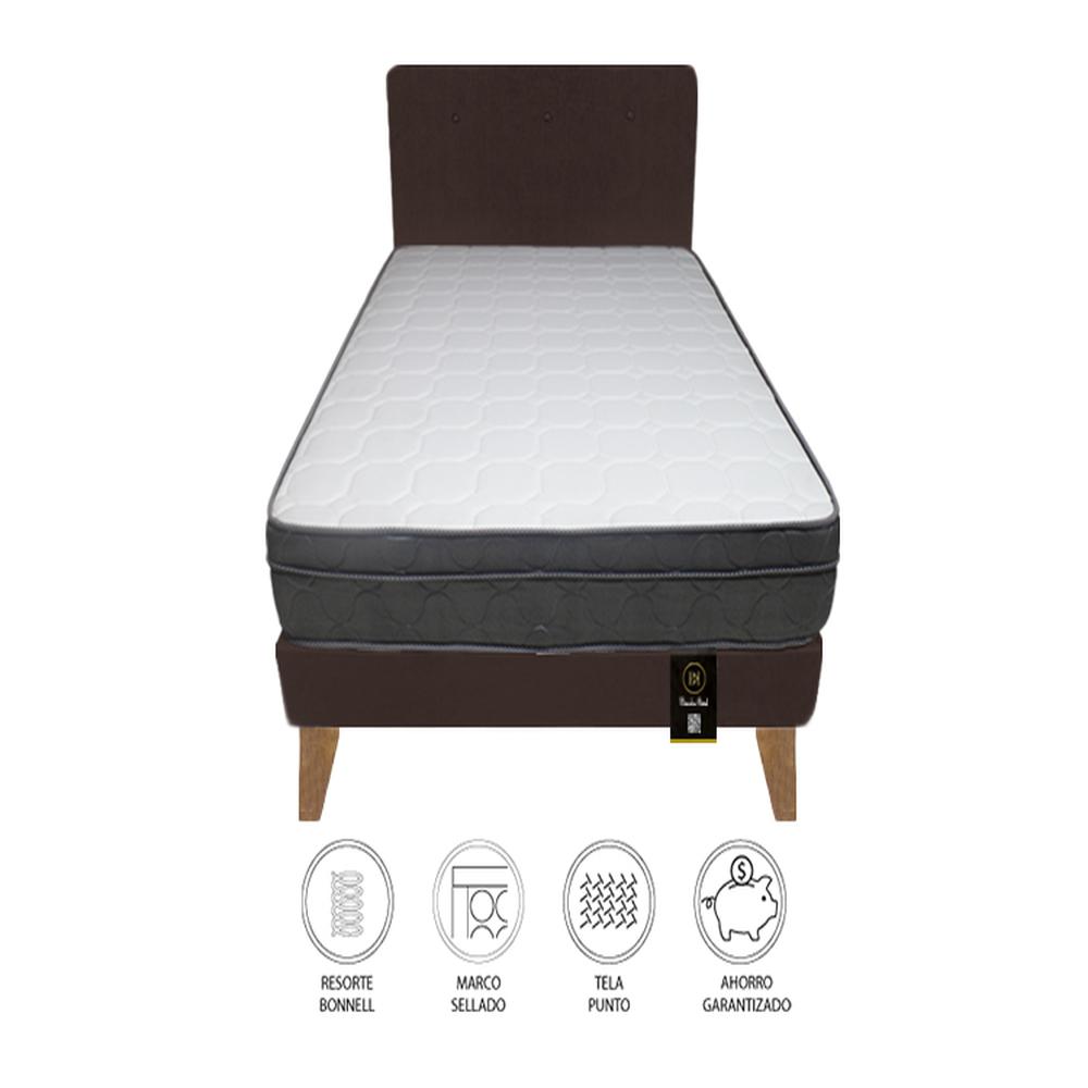 Dormitorio Turin Slim 2 Plz + Cabecera + Almohadas - Chocolate