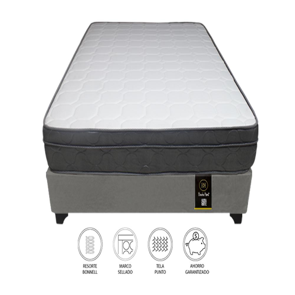 Cama Turin 2 Plz + 2 almohadas - Gris Oscuro