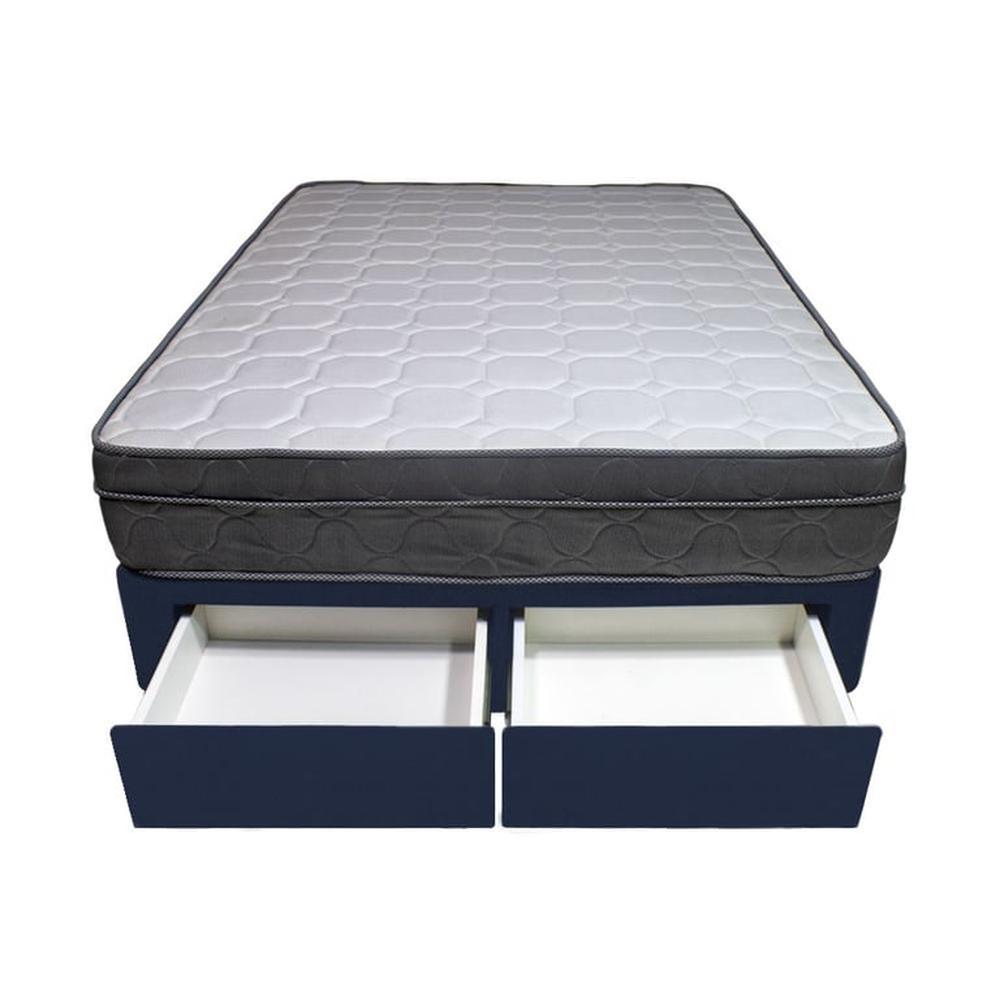 Cama Turin + 2 Cajones 2 Plz + 2 almohadas - Azul Marino