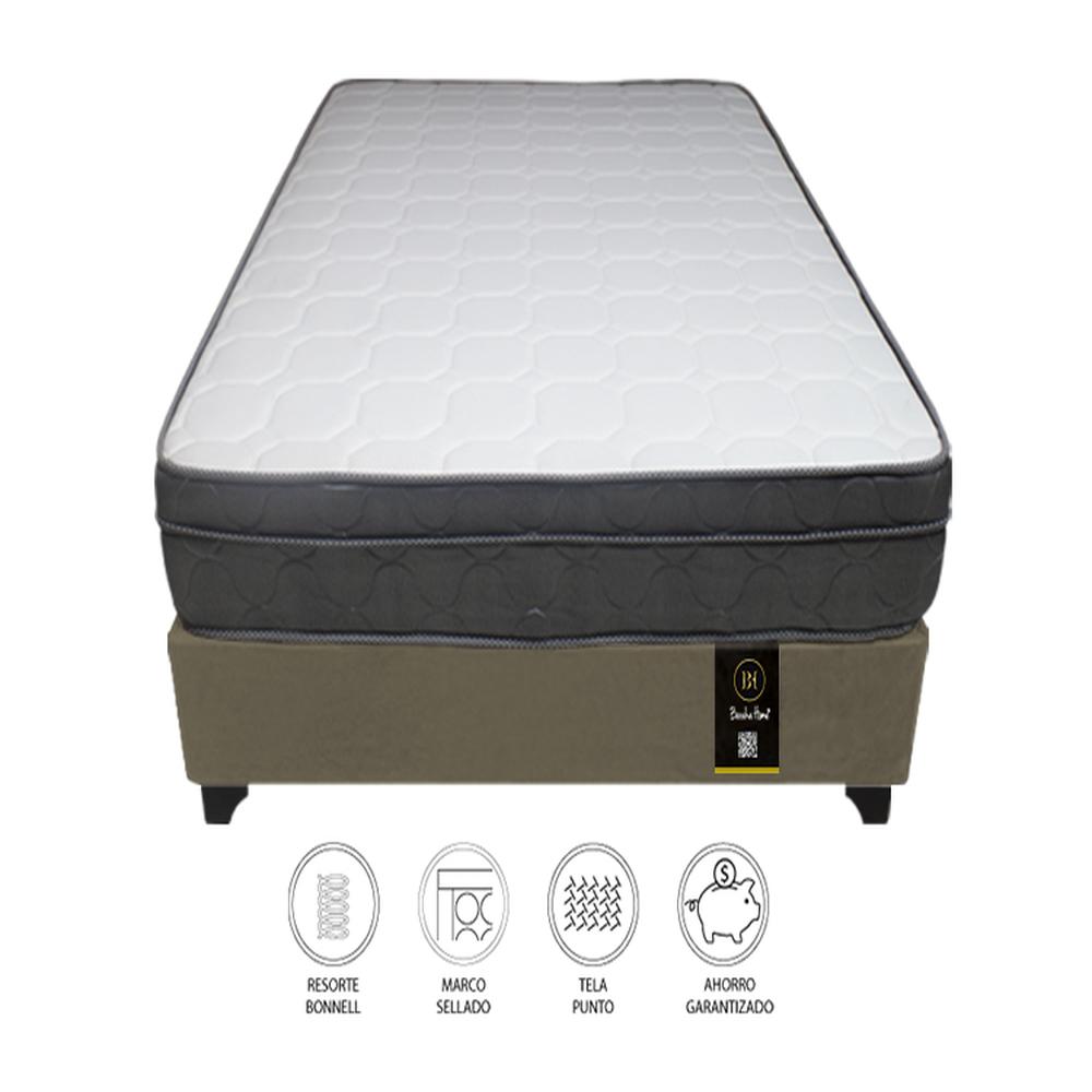Cama Turin 2 Plz + 2 almohadas - Beige Oscuro