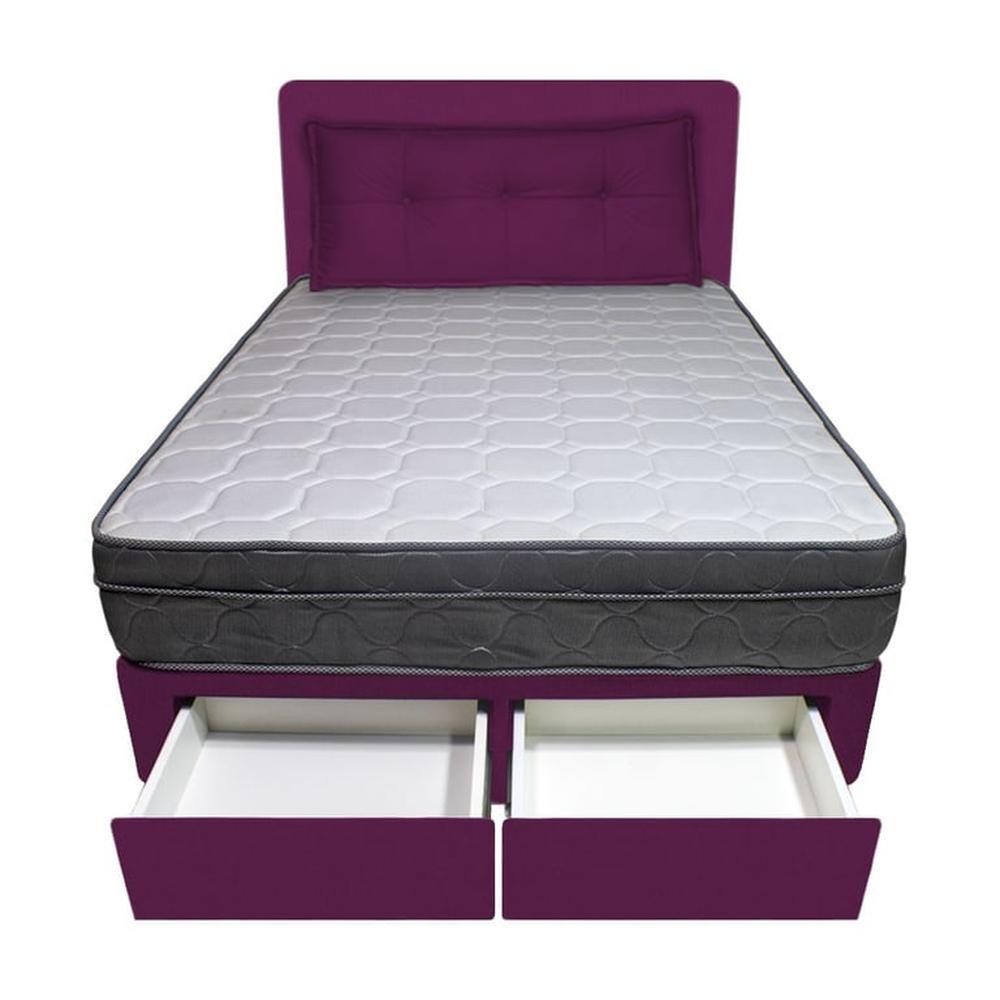 Dormitorio Turin + 2 Cajones 2 Plz + Cabecera + Cojín - Purpura Dormitorio Turin + 2 Cajones 2 Plz + Cabecera + Cojín - Purpura