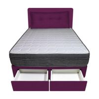 Dormitorio Turin + 2 Cajones 2 Plz + Cabecera + Cojín - Purpura