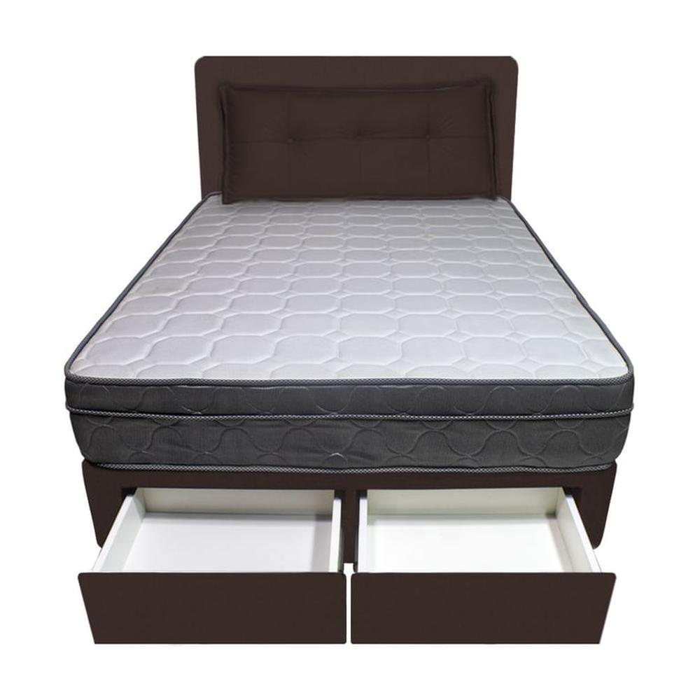 Dormitorio Turin + 2 Cajones 2 Plz + Cabecera + Cojín - Chocolate Dormitorio Turin + 2 Cajones 2 Plz + Cabecera + Cojín - Chocolate