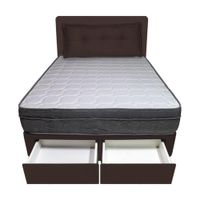 Dormitorio Turin + 2 Cajones 2 Plz + Cabecera + Cojín - Chocolate