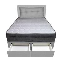 Dormitorio Turin + 2 Cajones 2 Plz + Cabecera + Cojín - Gris Claro
