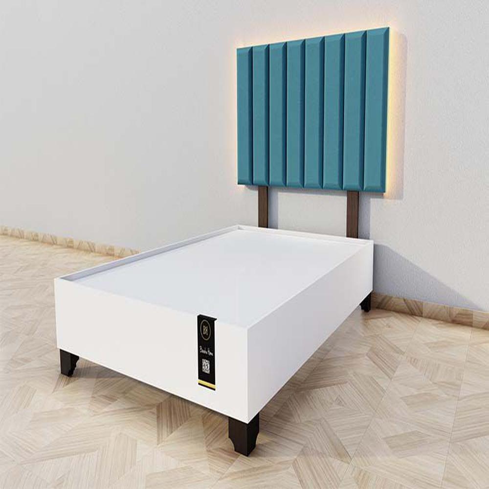 Dormitorio Enns + Cabecera Led Córdoba 2 plz - Cobalto y Blanco Dormitorio Enns + Cabecera Led Córdoba 2 plz - Cobalto y Blanco