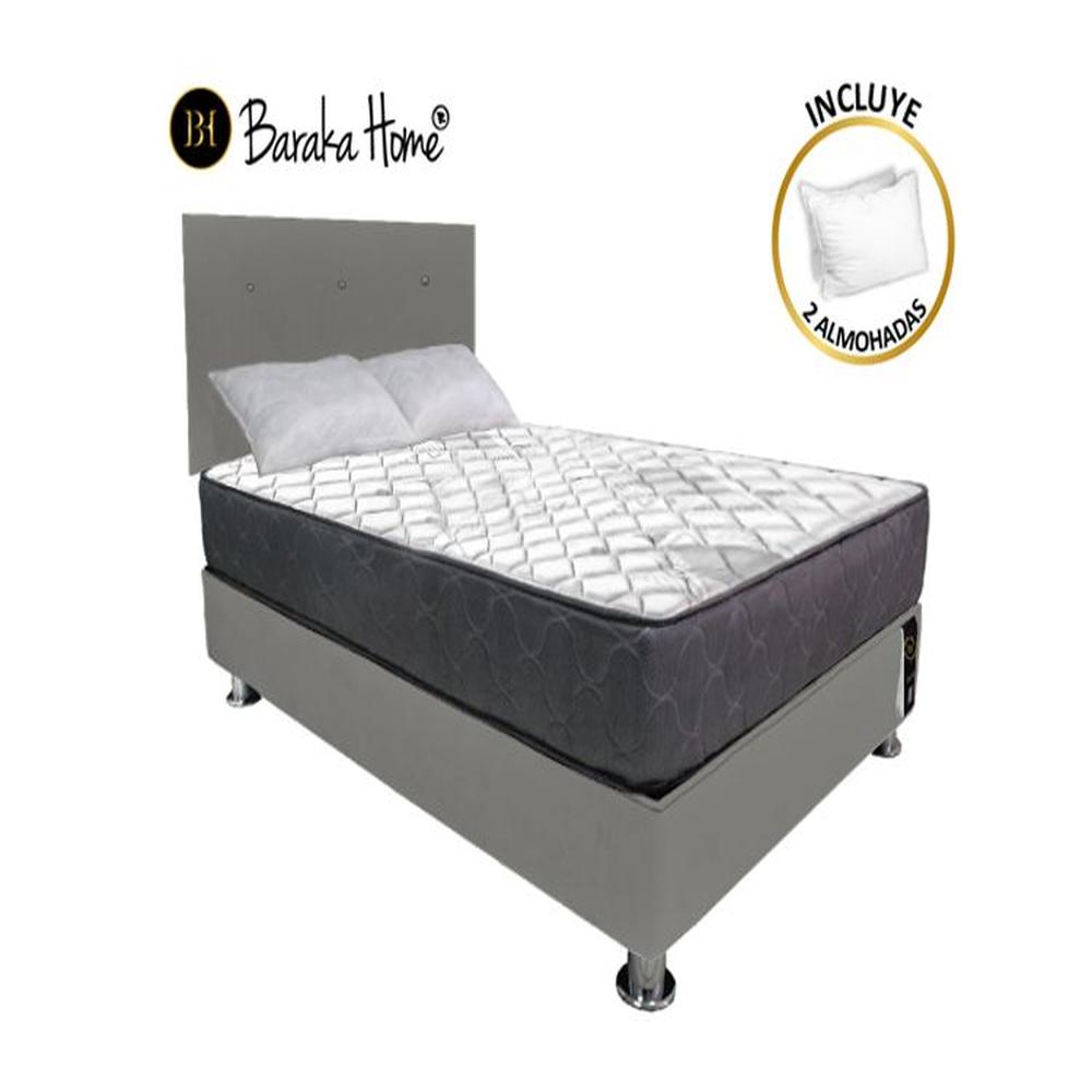 Dormitorio Luton 2 Plz + 2 Almohadas - Gris Oscuro