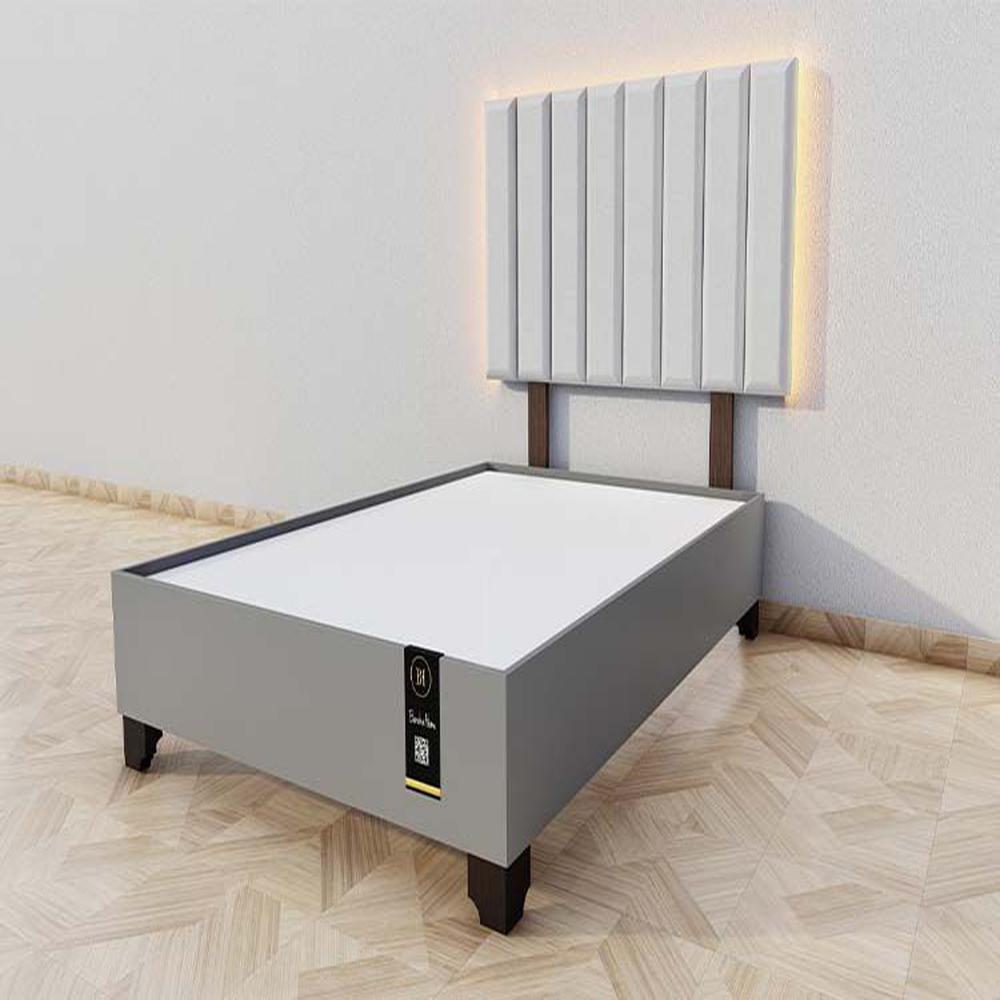 Dormitorio Enns + Cabecera Led Córdoba 2 plz - Gris Claro y Gris Grafito