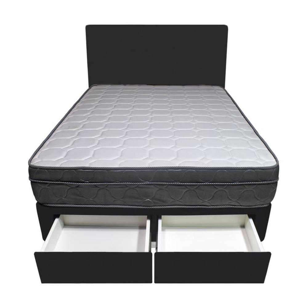 Dormitorio Turin + 2 Cajones 2 Plz + Cabecera - Negro