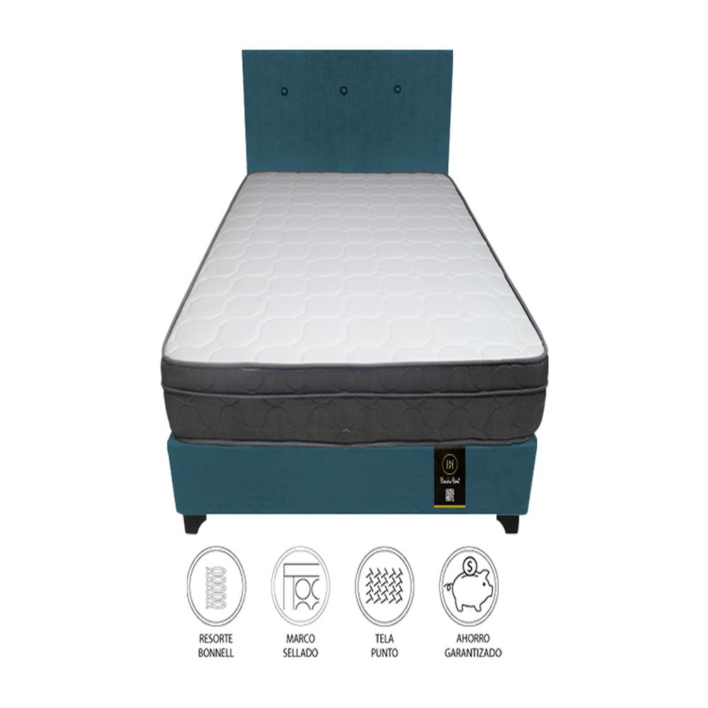 Dormitorio Turin 2 Plz + Cabecera + 2 Amohadas - Cobalto