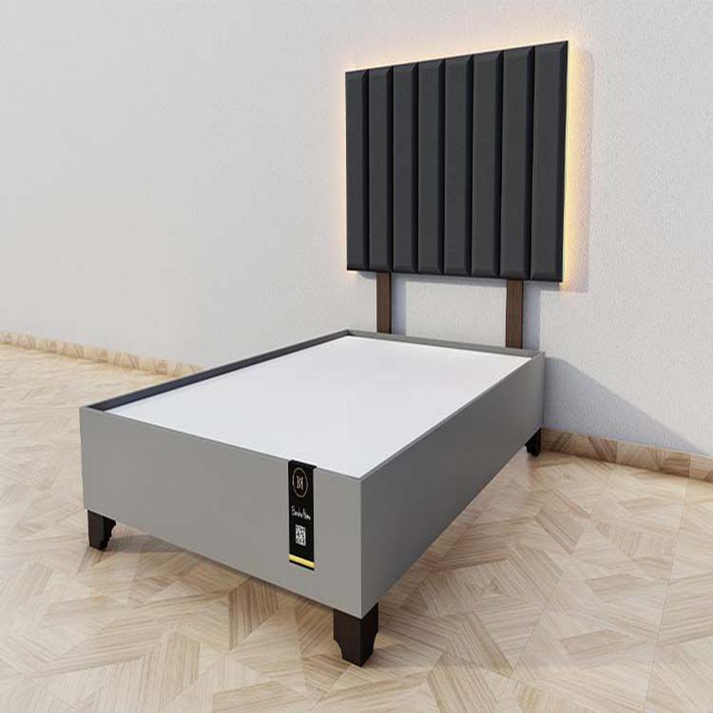 Dormitorio Enns + Cabecera Led Córdoba 2 plz - Negro y Gris Grafito Dormitorio Enns + Cabecera Led Córdoba 2 plz - Negro y Gris Grafito