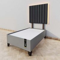 Dormitorio Enns + Cabecera Led Córdoba 2 plz - Negro y Gris Grafito