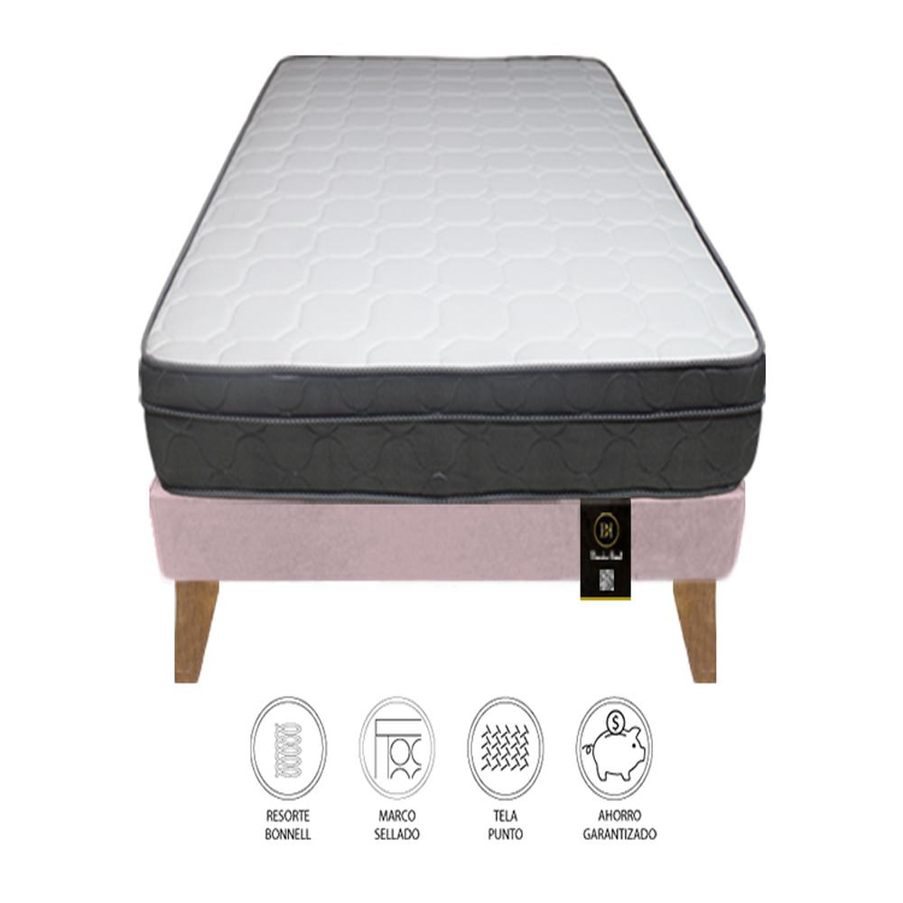 Cama Turin Slim 2 Plz + 2 almohadas - Rosado
