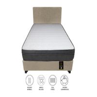 Dormitorio Turin 2 Plz + Cabecera + 2 Almohadas - Beige Claro
